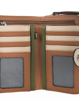 Carteira Lois Bege Castanha e Verde