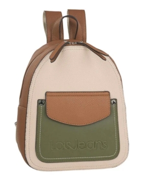 Mochila Lois Bege Castanha e Verde